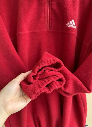 Adidas винтажная оверсаймальная кофта флиска свитер куртка мужской m красный3 фото