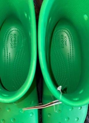 Крокс краш сапоги резиновые женские зеленые crocs crush rain boot grass green3 фото