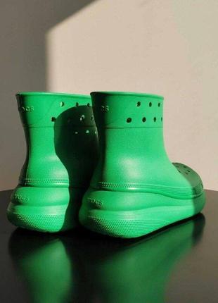 Крокс краш сапоги резиновые женские зеленые crocs crush rain boot grass green5 фото