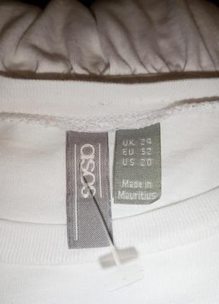 Натуральна-бабовна,біла блузка-футболка з воланом,мега батал,asos9 фото