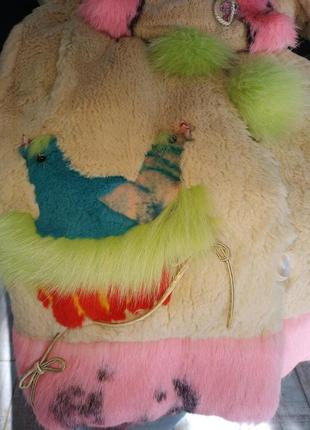Ексклюзивна дизайнерська шуба шубка з кролика для принцеси з муфтою тикаферлюкс7 фото