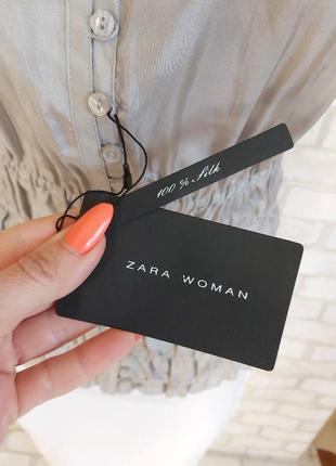 Фірмова zara з биркою ошатна блуза зі 100% шовку тканина з переливом, розмір С-м8 фото