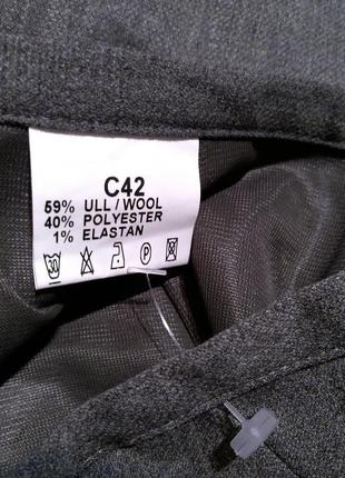 Офисная,шерстяная 59%,стрейч,серая юбка-карандаш с карманами на молниях,westerlind9 фото