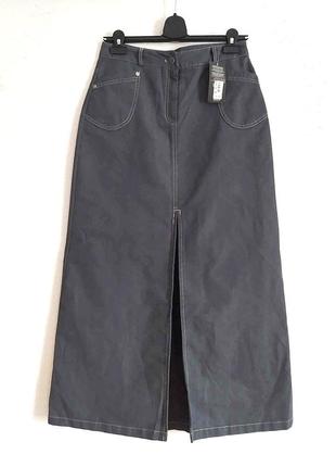 Длинная джинсовая юбка дымного шикарного оттенка