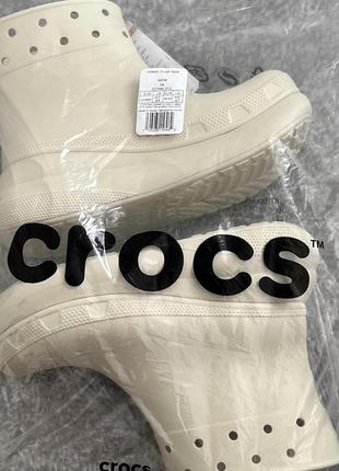 Крокс краш чоботи гумові жіночі бежеві crocs crush rain boot bone2 фото