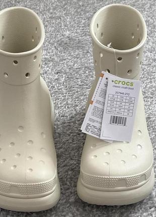 Крокс краш чоботи гумові жіночі бежеві crocs crush rain boot bone3 фото