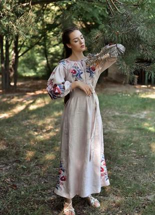 4606 вышиванка нежно розовое вышитое льняное платье в стиле бохо9 фото