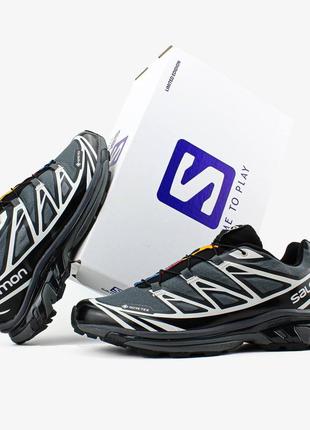 Чоловічі кросівки саломон сірі / salomon xt-6 gtx 'black silver'4 фото