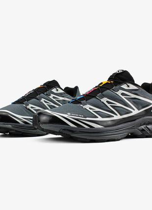 Чоловічі кросівки саломон сірі / salomon xt-6 gtx 'black silver'9 фото