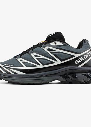 Чоловічі кросівки саломон сірі / salomon xt-6 gtx 'black silver'10 фото