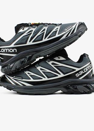 Чоловічі кросівки саломон сірі / salomon xt-6 gtx 'black silver'3 фото