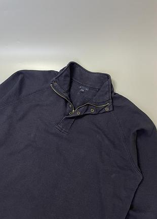 Темно синя базова кофта gap 1/3 zip, оригінал, вінтаж, однотонна, пуловер, світшот, 1/3 зіп, з коміром