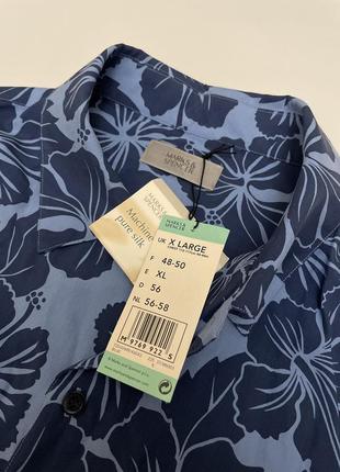 Шелковая тенниска в цветочный принт от marks & spencer | xl |6 фото