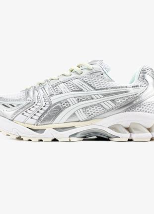 Чоловічі кросівки асікс гель каяно білі з сріблястим  / asics gel kayano "white/silver"