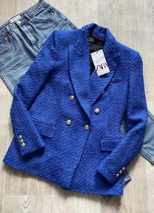 Zara твидовый пиджак, жакет, блейзер8 фото