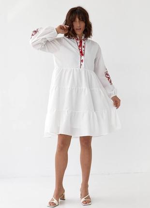 Вышитое платье 💕 вышитое платье ❤️ белое вышитое платье с объемными рукавами ❤️5 фото
