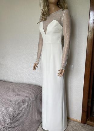 Сукня максі кремового кольору люкс бренд safiyaa р.107 фото