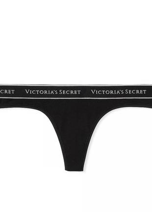 Трусики victoria’s secret оригинал стринги лого черные трусы сиктория сикрет2 фото