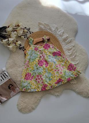 Плаття в принт квітів з льону котону