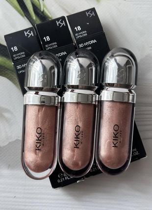 Блиск kiko milano 18, блиск кіко 18, 3d hydra lipgloss 182 фото