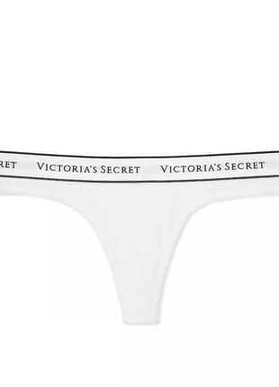 Трусики victoria’s secret оригінал стрінги лого білі труси вікторія сікрет2 фото