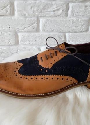Мужские коричнево синие кожаные туфли london brogues размер 46 Парк9 12