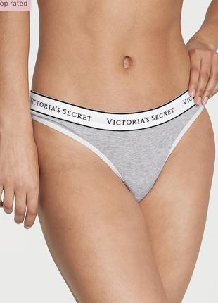 Трусики victoria’s secret оригінал стрінги лого сірі труси вікторія сікрет4 фото