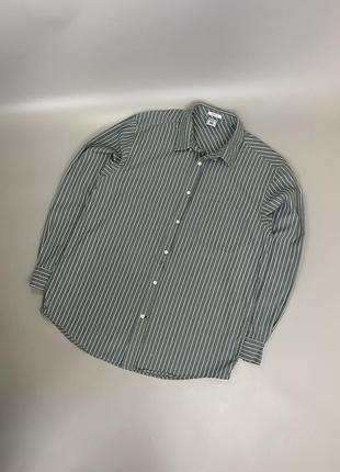 Стильна темно зелена сорочка old navy brend vintage fit в смужку, полоску, олд наві, класична, оливкова, хакі, ізумрудна