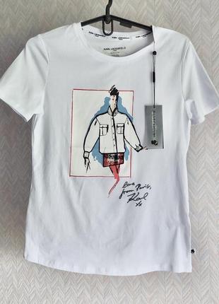 Футболка белая karl lagerfeld xs, l, xl оригинал.