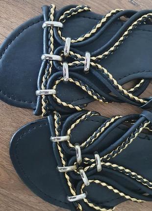 Оригинальный черный плетеные босоножки/сандали на узкую стопу 24-24.5 см f&amp;f6 фото
