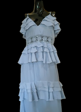 Шикарное макси платье с воланами3 фото