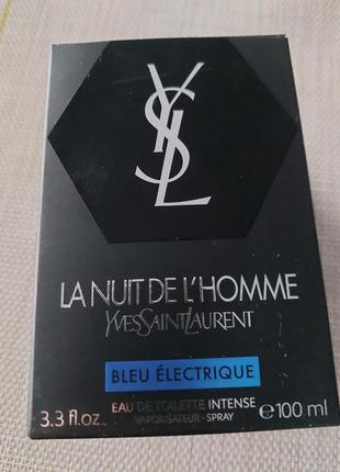 Туалетная вода для мужчин yves saint laurent ysl la nuit de l’home bleu electrique eau de toilette intense. 100 ml.2 фото