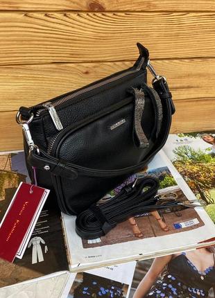 Женская сумка на через плечо кросс-боди velina fabbiano чёрная жіноча сумка чорна6 фото