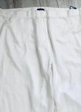 Брюки штаны палаццо прямые трубы большие белые льняные лен marks &amp; spencer крупной модной3 фото