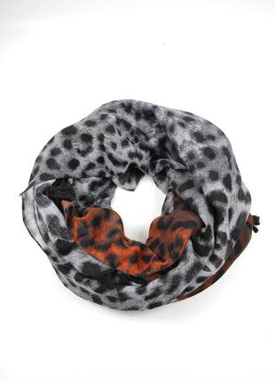 20394 шарф серый леопард-зеленый one size