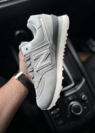 Кроссовки женские new balance 574 gray &amp; pink👟4 фото