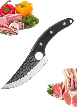 Ніж для обвалки з отвором для пальця кований кухонний ніж для м'яса ніж для м'ясника + чохол1 фото
