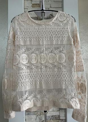 Лонгслив сетка с вышивкой h&amp;m