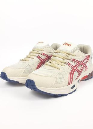 Кроссовки asics gel-kahana 8 бежевые с красным и синим8 фото