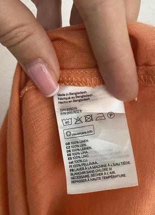 Лляна сорочка блуза h&amp;m з нової колекції сорочка з льону персикова8 фото