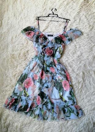Красива легка повітряна сукня з шифону з відкритими плечима різні розміри і кольори