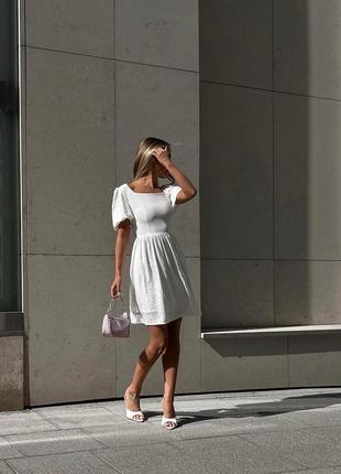 Жіноча стильна літня біла сукня з креп на зав'язках трендова якісна2 фото
