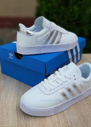 Кросівки adidas samba білі зі сріблом8 фото