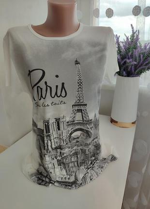 Новенька молочна футболка paris1 фото