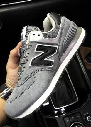 Кроссовки женские new balance 574 gray &amp; black👟7 фото