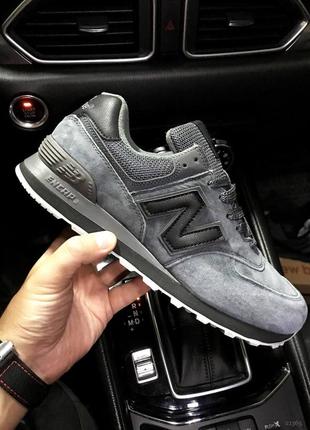 Кроссовки мужские new balance 574 gray &amp; black👟6 фото