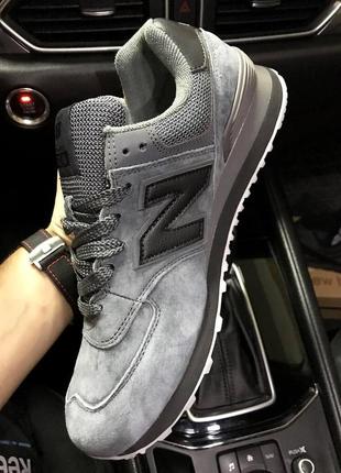 Кроссовки мужские new balance 574 gray &amp; black👟8 фото