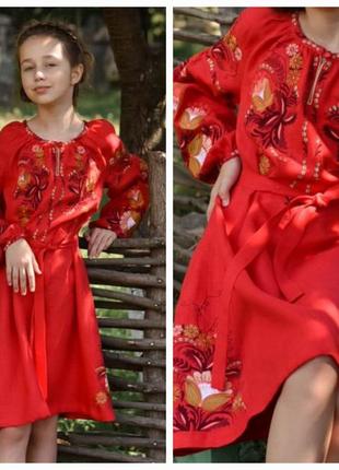 4351 ексклюзивна дизайнерська сукня для дівчинки льон 100%1 фото