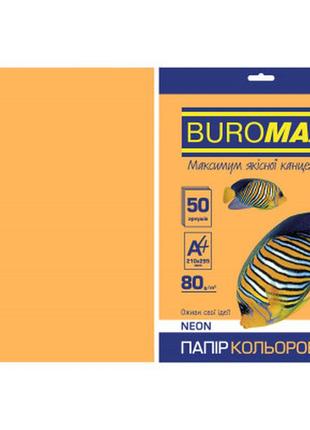 Бумага buromax а4, 80g, neon orange, 50sh (bm.2721550-11)