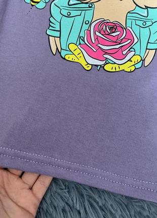 Футболка совушка футболка з совою фіолетова футболка для дівчинки3 фото